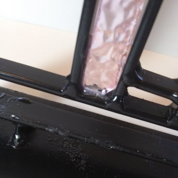 Unique handmade rustic hanukiah metal and stained glass Judaic candelabra - Picture 10 of 16